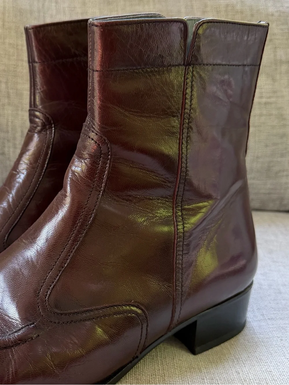 BOTANY 500 Men's Leather Ankle Brown Boots - Burgundy Size 9.5W 02952
